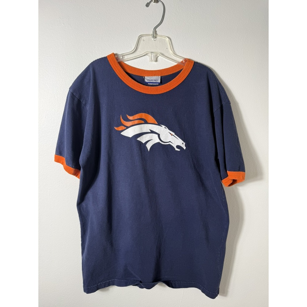 Vintage‎ Women's  Large Broncos Reebok Shirt Blue Orange Crew Neck